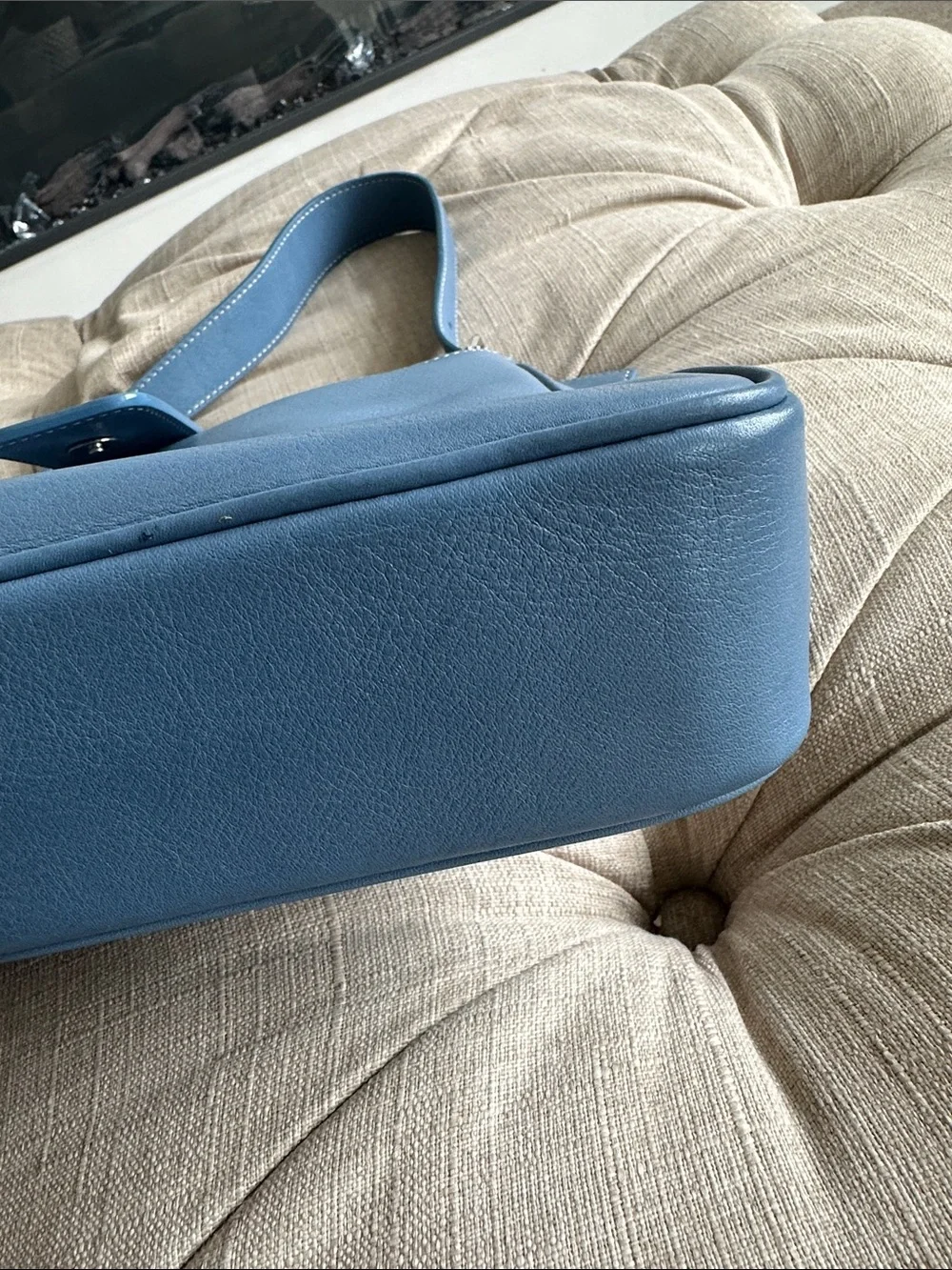 COACH Blue Leather Shoulder Bag with Silver Hardware